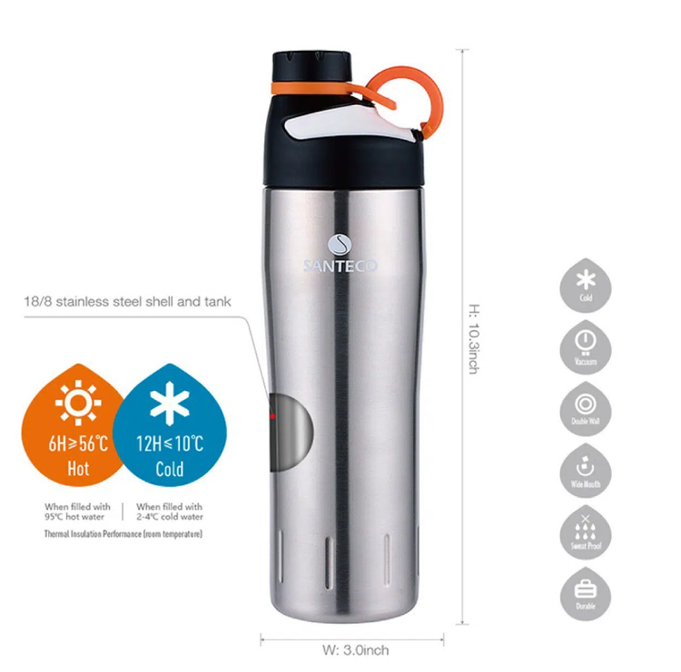 بطری ورزشی استیل 590 میلی لیتر سانتکو مدل Oural