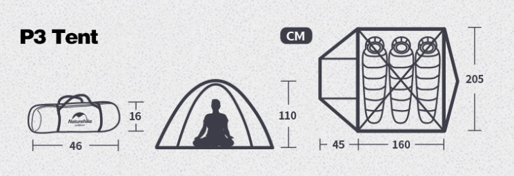 چادر نیچرهایک 3 نفره مدل NH18Z033-P | P-Series